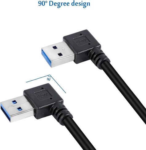 UCEC 90 Degree USB 3.0 Extension Cable, Updated Short High Speed USB Cable Extender Adapter, Horizontal Left & Right Angle Male to Female for Monitor Printer Charging Cable Game Controller 2PCS in Kuwait