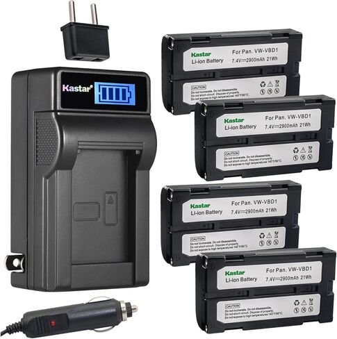 Kastar 4-Pack VM-BPL13 Battery and LCD AC Charger Compatible with Hitachi VM-H Series VM-H70E, VM-H575LA, VM-H635A, VM-H640A, VM-H650, VM-H650A, VM-H655LA, VM-H665LA, VM-H675LA, VM-H755, VM-H755LA in Saudi Arabia