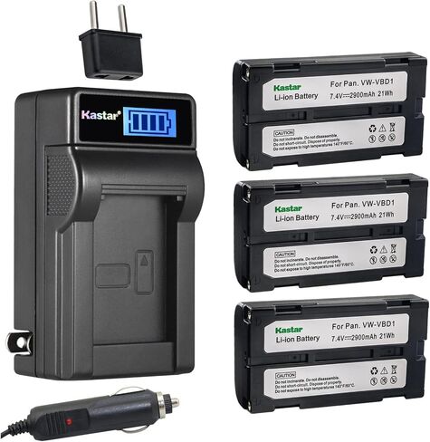 Kastar 4-Pack VM-BPL13 Battery and LCD AC Charger Compatible with Hitachi VM-H Series VM-H70E, VM-H575LA, VM-H635A, VM-H640A, VM-H650, VM-H650A, VM-H655LA, VM-H665LA, VM-H675LA, VM-H755, VM-H755LA in Saudi Arabia
