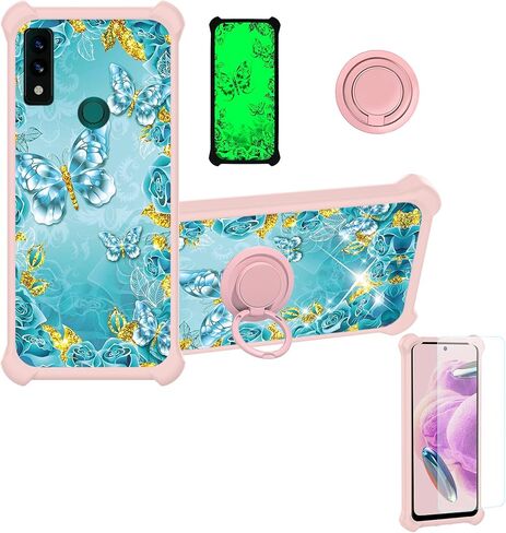 jioeuinly Nokia C300 Phone Case N155dl Case Compatible with Nokia C300 Phone Case Cover [with Tempered Glass Screen Protector][Hard PC + Soft Silicone][Gold Glitter+Luminous] JSF-YHD in Kuwait