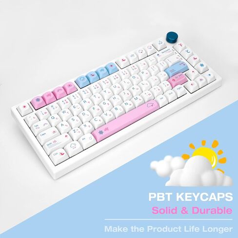 KXRORS PBT Keycaps 132 Keys Pink Cute Keycaps Dye-Sublimation Key caps XDA Profile Keycap Set for Cherry Gateron MX Switches Mechanical Keyboards - Marshmallow Keycaps in Saudi Arabia