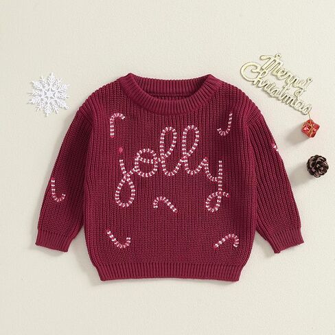 Infant Newborn Baby Christmas Sweater Cute Candy Cane Warm Knitted Sweater Top Toddler Fall Winter Clothes in Saudi Arabia