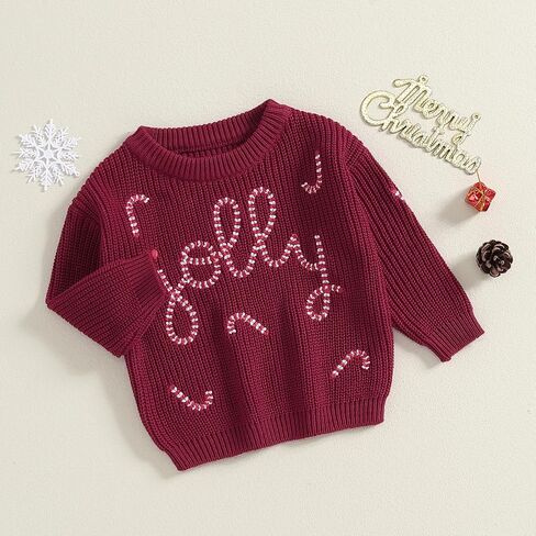 Infant Newborn Baby Christmas Sweater Cute Candy Cane Warm Knitted Sweater Top Toddler Fall Winter Clothes in Saudi Arabia