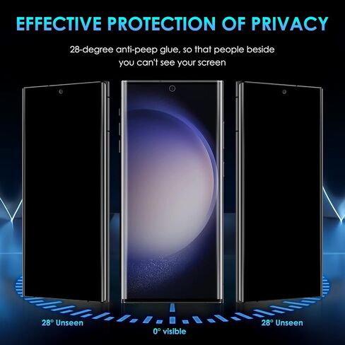 Privacy Screen Protector for Samsung Galaxy S23 Ultra, [2 Pack] Anti Spy Tempered Glass for Samsung S23 Ultra [Support Fingerprint Unlock] [Easy Installation][9H Hardness][Bubble Free] in Saudi Arabia