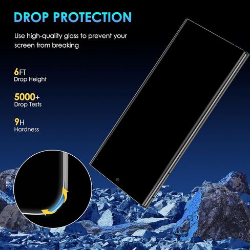 Privacy Screen Protector for Samsung Galaxy S23 Ultra, [2 Pack] Anti Spy Tempered Glass for Samsung S23 Ultra [Support Fingerprint Unlock] [Easy Installation][9H Hardness][Bubble Free] in Saudi Arabia