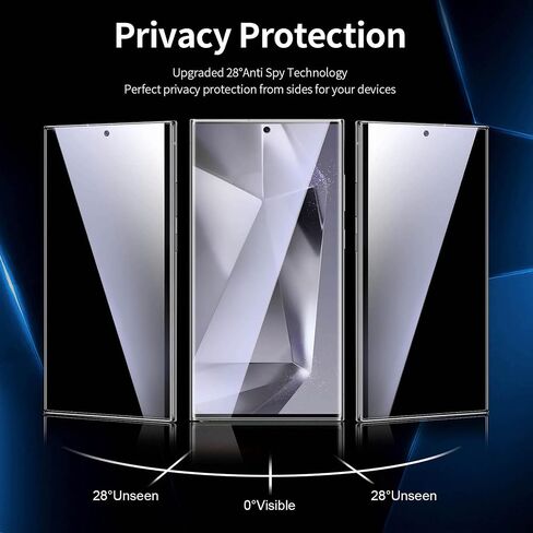 2 Pack for Samsung Galaxy S24 Ultra Privacy Screen Protector, [Automatic Sticking] 9H Full Coverage S24 Ultra Screen Tempered Glass Anti-Spy Bubble Free Case Friendly in Saudi Arabia