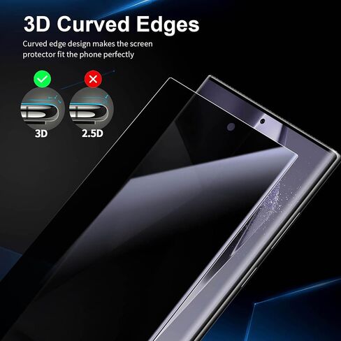2 Pack for Samsung Galaxy S24 Ultra Privacy Screen Protector, [Automatic Sticking] 9H Full Coverage S24 Ultra Screen Tempered Glass Anti-Spy Bubble Free Case Friendly in Saudi Arabia