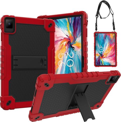 حافظة كمبيوتر لوحي TCL TAB 10 NXTPAPER 5G 10.4 بوصة، غطاء حماية شديد التحمل مع مسند لجهاز TCL TAB 10 NXTPAPER 5G 10.4 بوصة موديل 9199S Tablet (أسود/أسود) in Saudi Arabia