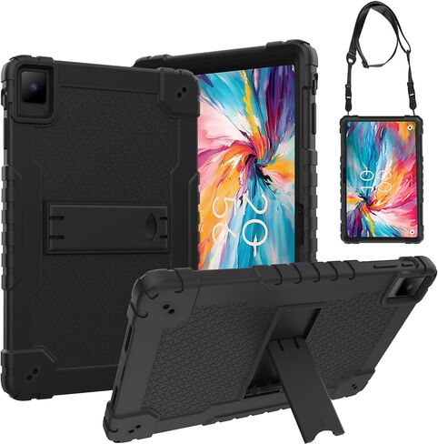 حافظة كمبيوتر لوحي TCL TAB 10 NXTPAPER 5G 10.4 بوصة، غطاء حماية شديد التحمل مع مسند لجهاز TCL TAB 10 NXTPAPER 5G 10.4 بوصة موديل 9199S Tablet (أسود/أسود) in Saudi Arabia