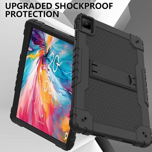 حافظة كمبيوتر لوحي TCL TAB 10 NXTPAPER 5G 10.4 بوصة، غطاء حماية شديد التحمل مع مسند لجهاز TCL TAB 10 NXTPAPER 5G 10.4 بوصة موديل 9199S Tablet (أسود/أسود) in Saudi Arabia