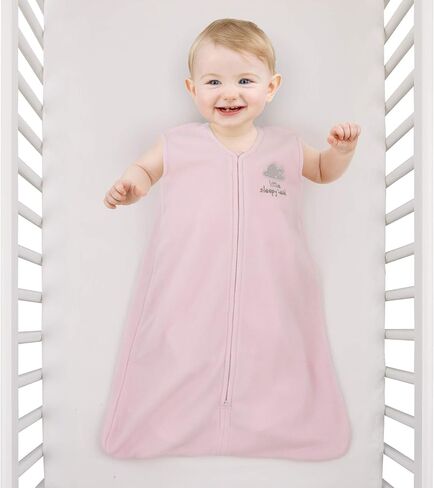 بطانية وردية مع تطريز سحابة "Little Sleepy Head" - بطانية 100% من الصوف الدقيق يمكن ارتداؤها للأطفال الذين يتراوح وزنهم بين 14 و22 رطلاً. | بطانية قماط، متوسطة in Saudi Arabia