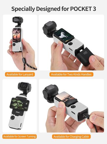 حافظة سيليكون لـ DJI Osmo Pocket 3، حافظة واقية من السيليكون مقاومة للماء متوافقة مع ملحقات حماية الغطاء الواقي من السيليكون DJI Osmo Pocket 3 - أسود in Kuwait