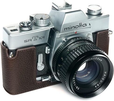 SRT-101 Film Camera Case, BolinUS Handmade Genuine Real Leather Half Camera Case Bag Cover for Minolta SRT 101 Film Camera With Hand Strap (Green) in Kuwait