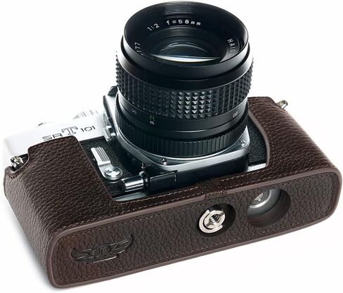 SRT-101 Film Camera Case, BolinUS Handmade Genuine Real Leather Half Camera Case Bag Cover for Minolta SRT 101 Film Camera With Hand Strap (Green) in Kuwait