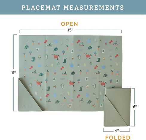 Austin Baby Co Silicone On-The-Go Foldable Placemat | Portable, BPA-Free, Easy to Clean and Perfect for Travel for Babies, Toddlers and Kids. (Dinosaur Warm Cream) in Saudi Arabia