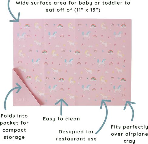 Austin Baby Co Silicone On-The-Go Foldable Placemat | Portable, BPA-Free, Easy to Clean and Perfect for Travel for Babies, Toddlers and Kids. (Dinosaur Warm Cream) in Saudi Arabia