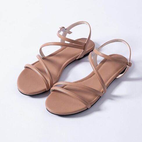 Mtzyoa Women Flat Sandals Dressy Strappy Gladiator Summer Ankle Strap Nude Open Toe Comfortable Wedding Casual Leather Ladies Party Trendy Vacation in Kuwait