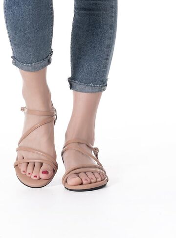 Mtzyoa Women Flat Sandals Dressy Strappy Gladiator Summer Ankle Strap Nude Open Toe Comfortable Wedding Casual Leather Ladies Party Trendy Vacation in Kuwait