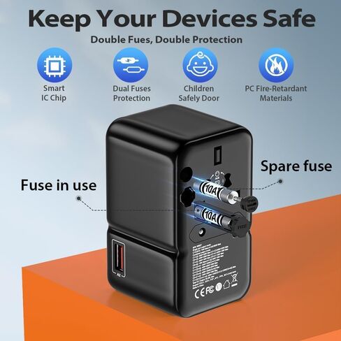 محول السفر العالمي، TIKNIA GaN III PD 85W Type-C محول شحن سريع مع 2USB-A و3USB-C، شاحن حائط بمنفذ واحد عالمي للهاتف والكمبيوتر اللوحي والكمبيوتر المحمول ونوع التوصيل A/C/G/I (الولايات المتحدة/ الاتحاد الأوروبي/المملكة المتحدة/أستراليا) in Saudi Arabia