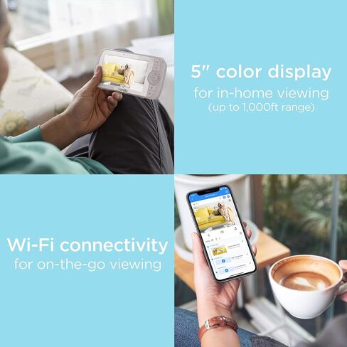 جهاز مراقبة الأطفال Motorola Connect60 من Hubble Connected Video - وحدة للأهل مقاس 5 بوصات وعرض واي فاي بدقة 1080 بكسل للأطفال وكبار السن والحيوانات الأليفة - صوت ثنائي الاتجاه، رؤية ليلية، تكبير رقمي، تطبيق Hubble in Saudi Arabia