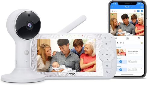 جهاز مراقبة الأطفال Motorola Connect60 من Hubble Connected Video - وحدة للأهل مقاس 5 بوصات وعرض واي فاي بدقة 1080 بكسل للأطفال وكبار السن والحيوانات الأليفة - صوت ثنائي الاتجاه، رؤية ليلية، تكبير رقمي، تطبيق Hubble in Saudi Arabia
