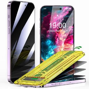 CTREEY TOP 20° Privacy iPhone 14 Pro Max Screen Protector, [3S FOOLPROOF] [AUTO DUST] Installation, Invisible 9H+ Tempered Glass, 3 Pack