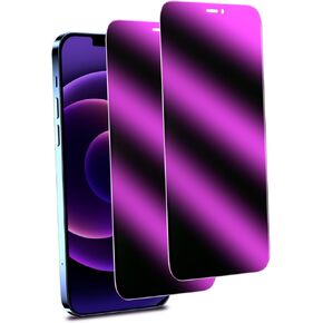 MAYtobe [2-Pack Privacy Screen Protector Designed for iPhone 12 Pro Max Anti-Blue Light Tempered Glass, Purple Anti-Spy, Eye Protection, Colorful Gradient