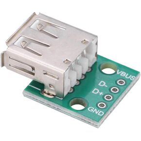 Keenso USB Type A Male to Female Breakout Board، 10 قطع، مسافة 2.54 مم، VBUS، D+، D- وGND
