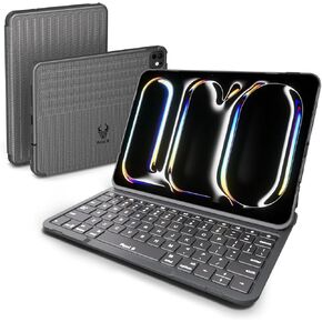 حافظة لوحة مفاتيح Paul B لجهاز iPad pro الجديد 11 بوصة 2024، iPad Pro 11 (الجيل الخامس) حافظة فوليو ذكية مع لوحة مفاتيح، غطاء واقٍ مع لوحة مفاتيح بلوتوث لاسلكية، إيقاظ تلقائي للنوم بإضاءة خلفية أنيقة (فضي جليدي)