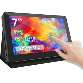 شاشة BOLEVIC عالية الدقة LCD مقاس 7 بوصات، شاشة دقة IPS 1024X600، شاشة كاميرات الرؤية الخلفية للسيارة مع HDMI VGA، 2 مدخل فيديو للكاميرا الاحتياطية للسيارة DVD VCR PC الكمبيوتر المحمول Raspberry Pi