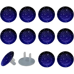 Outlet Covers Baby Proofing, 12 Packs Electric Outlets Plug Cover, 2-Prong Plastic Safety Socket Covers Protector Caps Starry Night Black