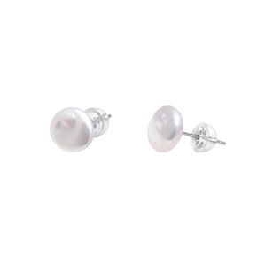 14-15 MM Freshwater Cultured Button Pearl Studs Earrings for Women, Sterling Silver Post Backing