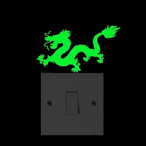 2pcs Luminous Light Switch Decals Glow in The Dark China Dragon Pattern Wall Stickers Light Switch Decor Art Mural Paste, Green