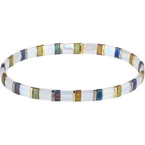 Tila Bead Bracelet Women Strand Bracelet Flat Bead Bracelet Handmade Stack Friendship Bracelet