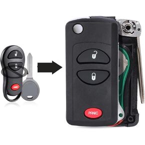 Yewong Modified Flip Key Remote Key Fob for Dodge Ram 1500 2500 3500 2002-2005 Grand Caravan 1999-2003 Durango 2001-2003 Dakota 2001-2004 GQ43VT17T 04686481 315MHz