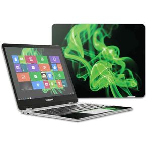 MightySkins Skin Compatible with Samsung Chromebook Plus 12.3"(2017 - Green Flames | Protective, Durable, and Unique Vinyl wrap Cover | Easy to Apply, Remove, and Change Styles | Made in The USA