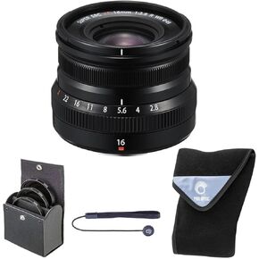 Fujifilm XF 16mm f/2.8 R WR Lens, Black, Bundle with 49mm Digital Essentials Filter Kit and 15x15 Lens Wrap