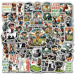 Pack 50 PCS Golf Stickers Print Waterproof Vinyl Decals Items for Golfer Adults Men Women Sports Lovers Labels Decorative Scrapbooking Water Bottles Bumper Helmet Laptop