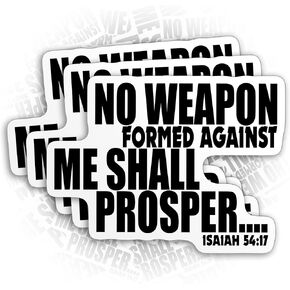 (3PCS) No Weapon Formed Against Me Shall Prosper Sticker Bible Verse Christian Religious Jesus Quotes ISAIAH 54:17 2" Die-Cut Waterproof Vinyl Sticker for Water Bottle Phone Case Laptop Car (2 Inches)