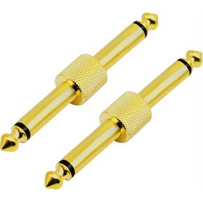 zdyCGTime 2-Pole 6.35mm 1/4" Audio Mono Male to Male Pedal Coupler Guitar Effects Pedal to Pedal Connector (Gold-2 Pack)(2-Pole)
