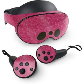 MightySkins Glossy Glitter Skin Compatible with Meta Quest Pro - Pink Pleather | Protective, Durable High-Gloss Glitter Finish | Easy to Apply, Remove, and Change Styles | Made in The USA
