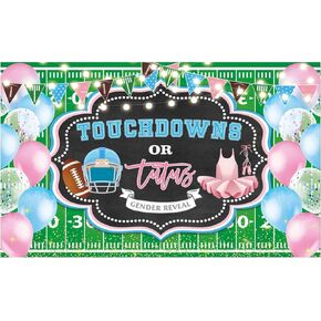 Funnytree 70.8" x 43.3" Touchdowns or Tutus Gender Reveal Backdrop American Football Theme Pregnant Announcement Gender Neutral Party Supplies Baby Shower Banner Decor Photo Booth Prop Background