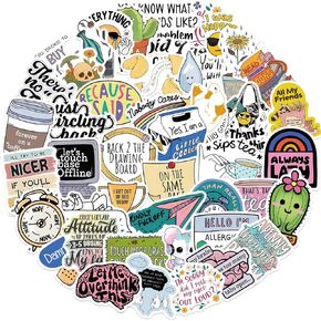 50PCS Sarcastic Stickers Pack, Funny Boho Sarcastic Stickers for Teens Adults,Snarky, Humorous Quotes Stickers for Water Bottle,Laptop,Phone,Hard Hat,Bumper,Funny Gifts for Adult (Sarcastic)