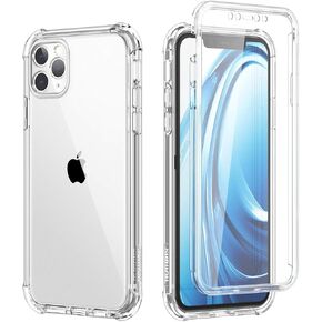 SURITCH Clear Case for iPhone 11 Pro Max (Only) 6.5-inch, [Built-in Screen Protector] Full Body Protection Rugged Shockproof Bumper Phone Cover for iPhone 11 Pro Max -(Rose Gold)
