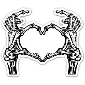 Skeleton Heart Hands Stickers - 2 Pack of 3" Stickers - Waterproof Vinyl for Car, Phone, Water Bottle, Laptop - Love Heart Hands Decals (2-Pack)