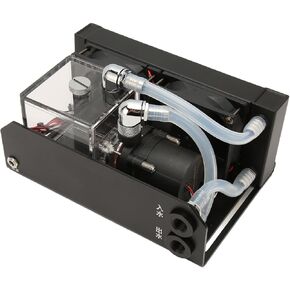 Pump Reservoir Combo, 12V 10W 300ML Water Cooling Pump 80mm/4000rpm Fan Water Cooling Kit G1/4 Threaded Pipe for Industry