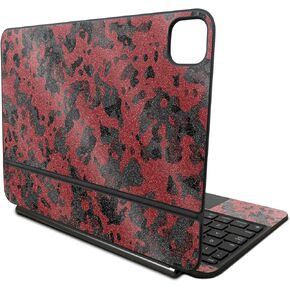 Glossy Glitter Skin Compatible with Apple Magic Keyboard for iPad Pro 11‑inch (M4) 2024 - Red Modern Camo - Premium 3M Vinyl Protective Decal Cover - Easy to Apply | Crafted in The USA by MightySkins