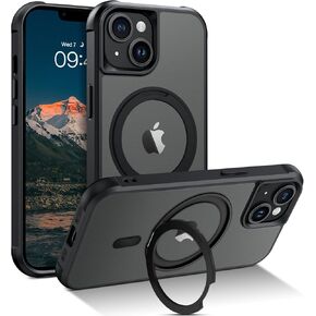BENTOBEN for Magnetic iPhone 14 Plus Phone Case [Compatible with MagSafe] Rotatable Ring Holder Kickstand Design Shockproof Women Men Girl Boy Drop Protective Cover for iPhone 14 Plus 6.7" 2022, Black