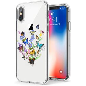 Unov Case Compatible with iPhone Xs iPhone X Case Clear with Design Slim Protective Soft TPU Bumper Embossed Pattern Protective 5.8 Inch (Flower Bouquet)