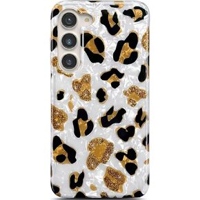حافظة J.west Galaxy S23 Plus 5G 6.6 بوصة، لامعة فاخرة وشفافة شفافة أوبال لؤلؤية رقيقة تصميم لامع طباعة غطاء سيليكون ناعم للنساء الفتيات حافظة هاتف واقية نحيفة من مادة TPU ملونة